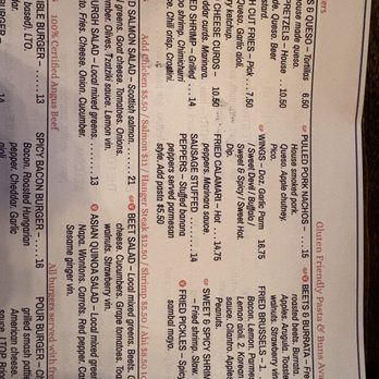 Pour on Center - Menu - Gastropubs Near Me - Ebensburg, Pennsylvania