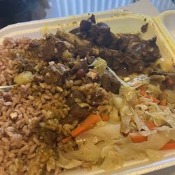 Hazel's Caribbean Restaurants - Curry Curried Goat (small portion ) this time and was leaking all in the bag ...
