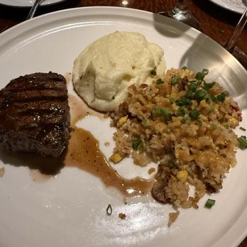 The Lime Lite - Filet, whipped potatoes and bacon fried rice - New American Near Me - Fresno, California The Lime Lite - Filet, whipped potatoes and bacon fried rice - New American Near Me - Fresno, California