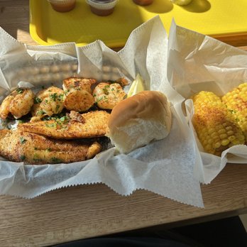 Surf's Up - Mount Prospect - Grilled Catfish, Grilled Shrimp, Dinner Roll, side of corn (2 Fish Combo) - Seafood Near Me - Mount Prospect, Illinois Surf's Up - Mount Prospect - Grilled Catfish, Grilled Shrimp, Dinner Roll, side of corn (2 Fish Combo) - Seafood Near Me - Mount Prospect, Illinois