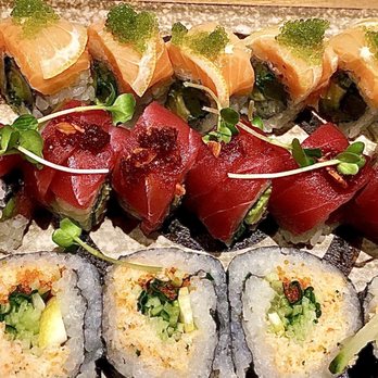 SushiCo - (top to bottom) Summer, and Tiger the Snowstorm rolls. - Sushi Bars Near Me - Newton, Massachusetts SushiCo - (top to bottom) Summer, and Tiger the Snowstorm rolls. - Sushi Bars Near Me - Newton, Massachusetts