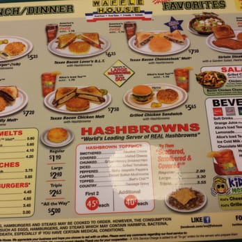 Waffle House -  the menu - Diners Near Me - Thomaston, Georgia