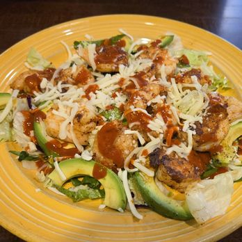 Peppers Mexican Grill - Fajita Shrimp Salad - Lettuce and Cheese only, add Avocado. Topped with Valentina Sauce - Mexican Near Me - Tallahassee, Florida Peppers Mexican Grill - Fajita Shrimp Salad - Lettuce and Cheese only, add Avocado. Topped with Valentina Sauce - Mexican Near Me - Tallahassee, Florida