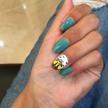 Katella Nails & Spa - I wanted something new so Mary designed a beach theme for me  and added glitter but, let's not forgot my coconuts on my trees! - Nail Salons Near Me - Orange, California