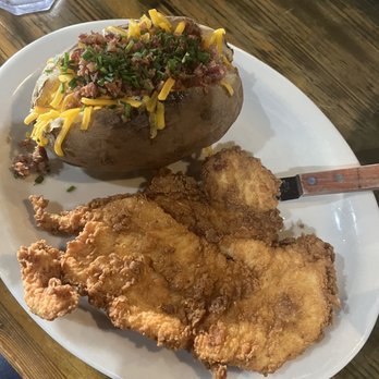 Southern Komfort Kitchen - Chicken fried Chicken with Baked Potato. - Southern Near Me - La Porte, Texas