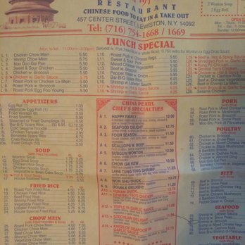 China Pearl - the menu for the restaurant - Chinese Near Me - Lewiston, New York
