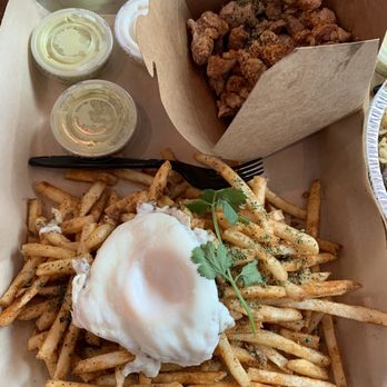Nguyen's Kitchen - Cajun Garlic Fries with Egg & Popcorn Chicken - Asian Fusion Near Me - Santa Ana, California Nguyen's Kitchen - Cajun Garlic Fries with Egg & Popcorn Chicken - Asian Fusion Near Me - Santa Ana, California