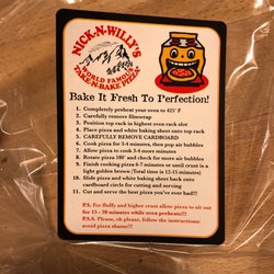 Nick-N-Willy's Pizza - These directions are kind of ridiculous. The whole point of ordering pizza is to not have to babysit your dinner as it's cooking.