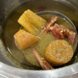 House Kitchen - Sancocho  Dominican soup, beef and chicken  And corn, plantains and other vegetables