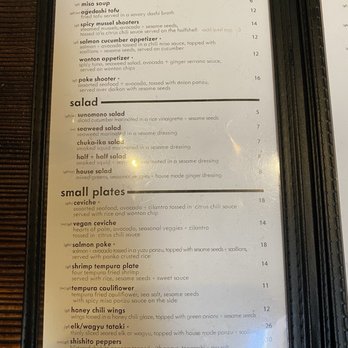 Sabaku Sushi - 4/2026, Menu p.1/5 - Sushi Bars Near Me - Moab, Utah