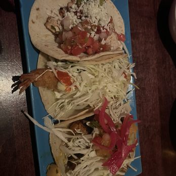 Rosa Mexicano - Crispy shrimp tempura taco, grilled chicken breast taco, pork belly pibil taco - Mexican Near Me - Hackensack, New Jersey
