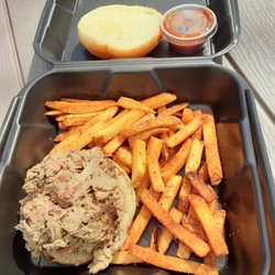 Wildfire BBQ & Grill - Pork sandwich and "hog" fries