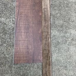 Flooring and trim color ordered by Melissa. Ummmm they don't match. Flooring and trim color ordered by Melissa. Ummmm they don't match.