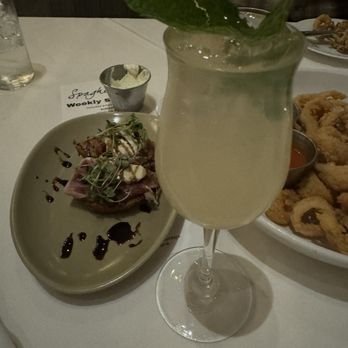 Spaghettini - Tomato Bruschetta and Champagne Spritzer - Italian Near Me - Seal Beach, California