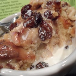 Hot Bread Pudding pour on Cream for a special treat