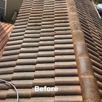 AP Power Washing - A look at what the moss on the top of the roof tiles looks like. - Pressure Washers Near Me - Camarillo, California AP Power Washing - A look at what the moss on the top of the roof tiles looks like. - Pressure Washers Near Me - Camarillo, California