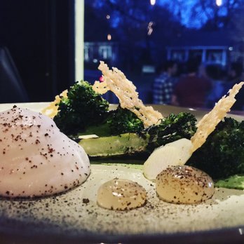 Nightcap - Charred broccoli with Parmesan foam, burnt lemon, parmesan crisps and broccoli purée. Soooo good. - Cocktail Bars Near Me - Austin, Texas Nightcap - Charred broccoli with Parmesan foam, burnt lemon, parmesan crisps and broccoli purée. Soooo good. - Cocktail Bars Near Me - Austin, Texas