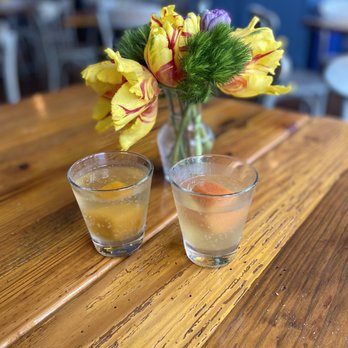 Wright Square Bistro - Peach Bellini and blood orange mimosa - Southern Near Me - Savannah, Georgia Wright Square Bistro - Peach Bellini and blood orange mimosa - Southern Near Me - Savannah, Georgia