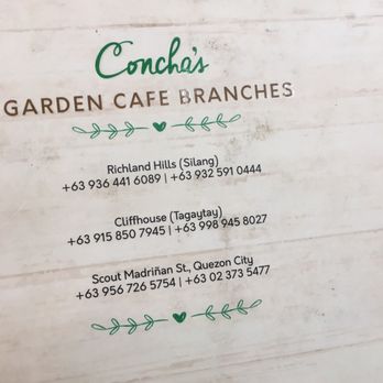 Concha's Garden Cafe - Branches and contact numbers - Filipino Near Me - Tagaytay City, CAV