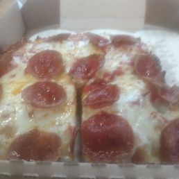 Pepperoni pizza, pan style. Pepperoni pizza, pan style.