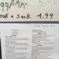 Kabob House - Some menu items