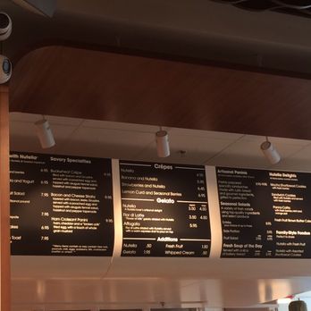 Nutella Cafe - Only menu, slightly hard to read - Desserts Near Me - Chicago, Illinois