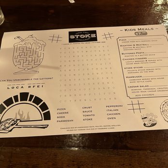 Stoke Coal Fire Pizza & Bar - menu - Pizza Near Me - Easton, Pennsylvania