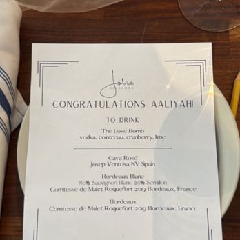 Jolie - Custom menus for our party - Seafood Near Me - Coronado, California Jolie - Custom menus for our party - Seafood Near Me - Coronado, California