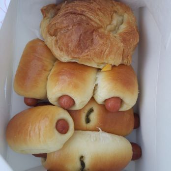 A One Donuts - Jumbo Jalapeno and regular pigs in a blanket, along with a sausage, egg, and cheese croissant. - Korean Near Me - Granbury, Texas A One Donuts - Jumbo Jalapeno and regular pigs in a blanket, along with a sausage, egg, and cheese croissant. - Korean Near Me - Granbury, Texas
