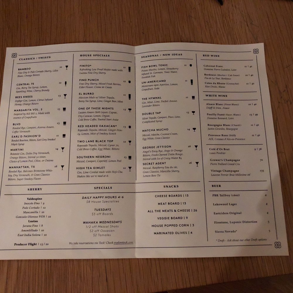Jettison - 2018 menu - Cocktail Bars Near Me - Dallas, Texas
