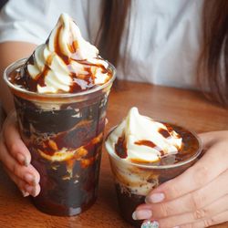 Ramen Ray - Bitter Sweet Coffee Jelly with soft served vanilla ice cream and chocolate sauce