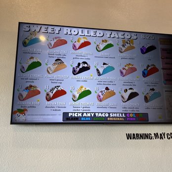 Taco ‘Bout Sweets - Menu - Ice Cream & Frozen Yogurt Near Me - Redlands, California Taco ‘Bout Sweets - Menu - Ice Cream & Frozen Yogurt Near Me - Redlands, California