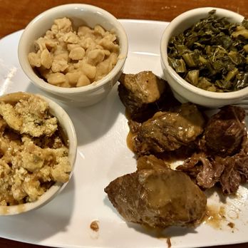 Big Man's Cafe - Stew meat with collards, Lima beans, and southern dressing. - Southern Near Me - Ocala, Florida