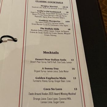 Avalon Grille - Menu 9/2/25 - New American Near Me - Avalon, California