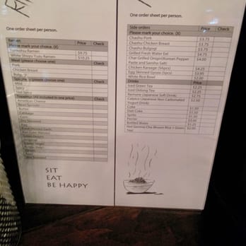 R101 Ramen - order sheet - Ramen Near Me - Glendale, California