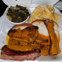 Naked Bones Barbecue & Seafood - Rib dinner with mac & cheese and collard greens (premium side dishes)
