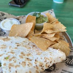 Dillas Quesadillas - Regular Founders (steak) with chips and guacamole