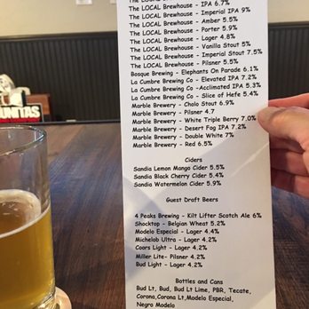 The Local Brewhouse - Beer menu - Sports Bars Near Me - Rio Rancho, New Mexico