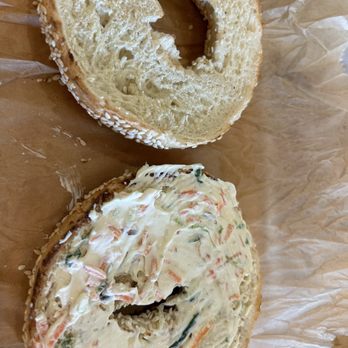 Moe's Broadway Bagel - Sesame bagel with veggie cream cheese - Sandwiches Near Me - Louisville, Colorado