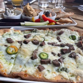Branch & Bird - Steak flatbread and dip trio - Cocktail Bars Near Me - Fort Worth, Texas