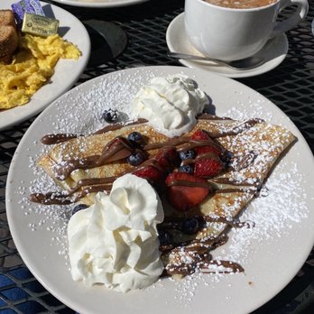 Caffe Mona La Bistro - strawberry crepe , Chai Tea Latte - Breakfast & Brunch Near Me - Pittsburgh, Pennsylvania