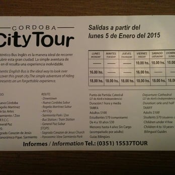 City Tour Mc Donald's - Details on days and times, prices, and stops. - Bus Tours Near Me - Córdoba, X