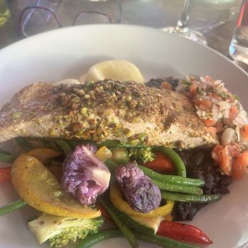 River City Grill - Salmon with pistachio crust - Mediterranean Near Me - Yuma, Arizona River City Grill - Salmon with pistachio crust - Mediterranean Near Me - Yuma, Arizona