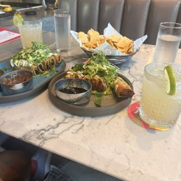 Potato Taquitos, Chicken Flautas, & Margaritas at happy hour!