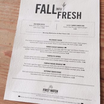 First Watch - Fall breakfast menu. - Cafes Near Me - Lexington, Kentucky