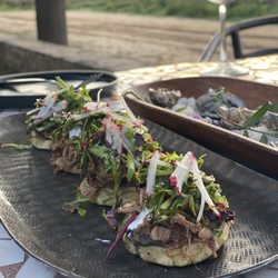 Cuervo - Sopes de birria (lamb) and the oysters. The sauce the chef makes for the oysters is incredible.  So bomb!