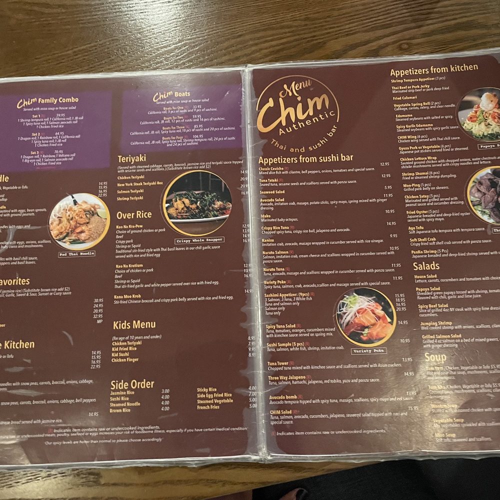 Chim Authentic Thai & Sushi - Menu - Sushi Bars Near Me - Plantation, Florida Chim Authentic Thai & Sushi - Menu - Sushi Bars Near Me - Plantation, Florida