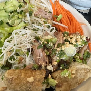 Slanted Door - Vermicelli bbq chicken with egg roll . Chicken was delicious . - Vietnamese Near Me - San Ramon, California Slanted Door - Vermicelli bbq chicken with egg roll . Chicken was delicious . - Vietnamese Near Me - San Ramon, California