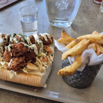 Point B - Oyster po boy with fries. - New American Near Me - Knoxville, Tennessee Point B - Oyster po boy with fries. - New American Near Me - Knoxville, Tennessee