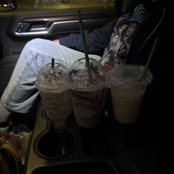 Starbucks - Sugar Cookie Almondmilk Latte, gingerbread Frappuccino, Mocha Cookie Crumble Frappuccino